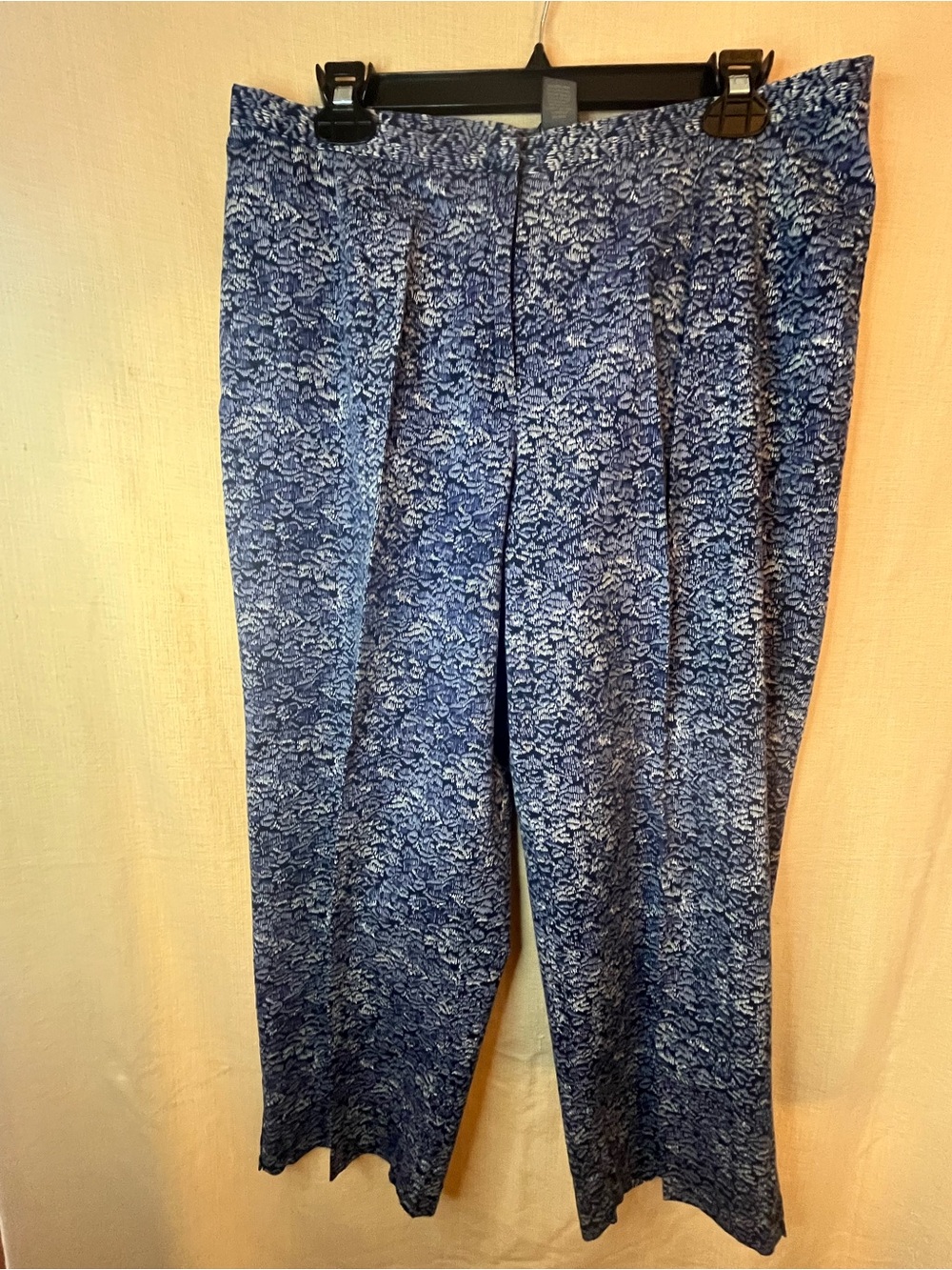 Van Heusen Stretch Navy Blue Tan women's short casual Dress capri Pants 14 comfy